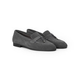 “کفش لوفر زنانه جیر در رنگهای متنوع (مشکی، سبز کاهویی، سرمهای، عسلی)، کالج راحت با یراق فلزی، سایزبندی ۳۶ تا ۴۰”